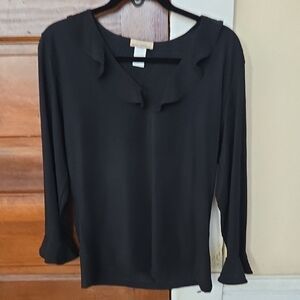 Susan Lawrence Black Ruffled Blouse